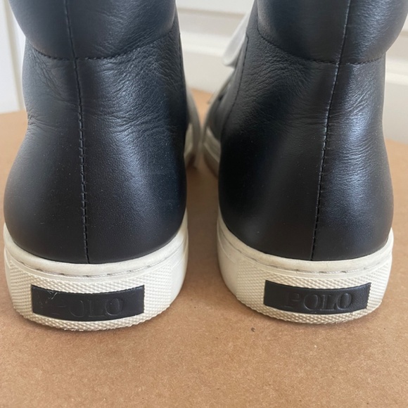 Polo by Ralph Lauren Black Leather High Top Sneakers - Picture 3 of 4